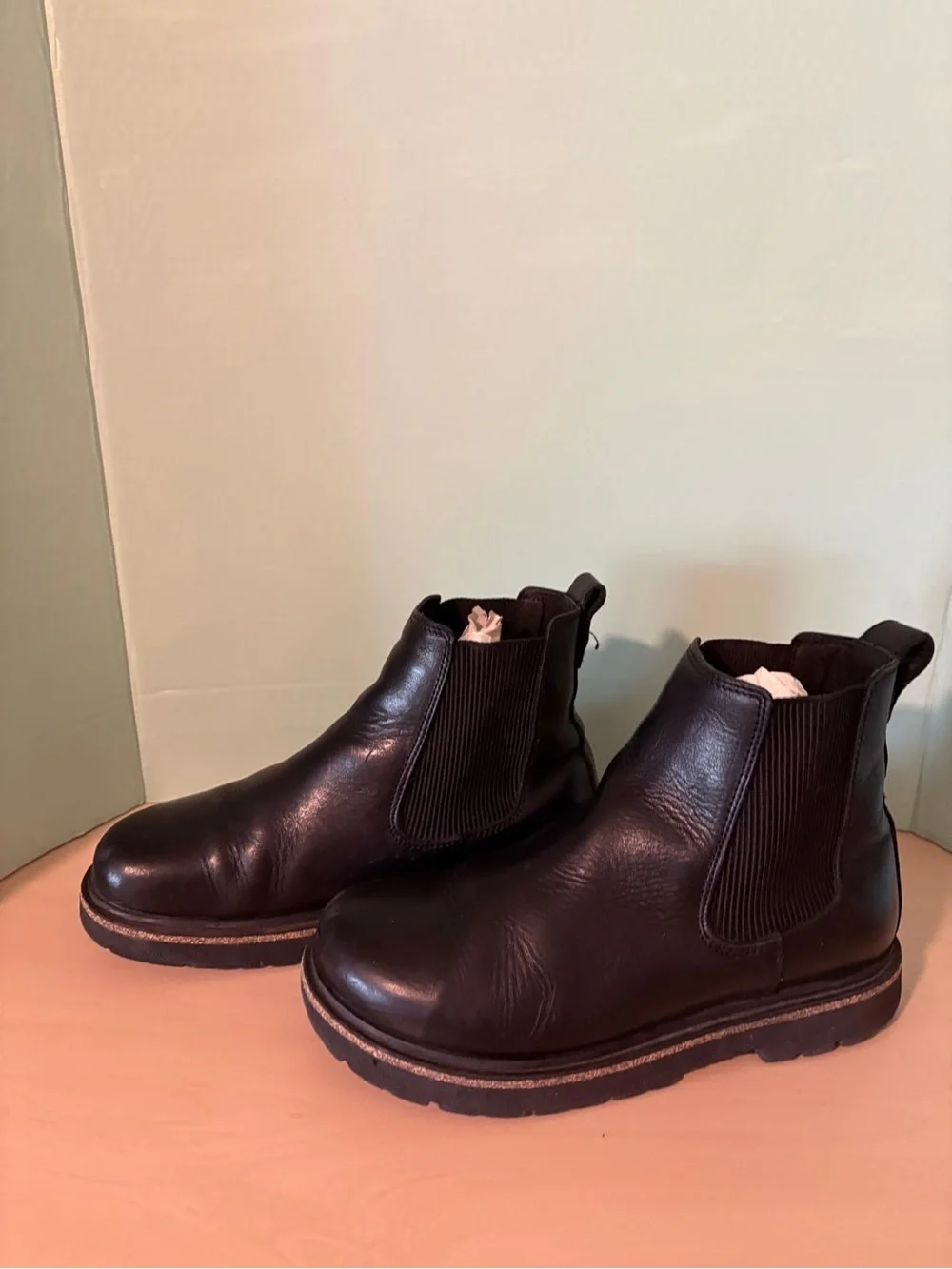 Birkenstock Highwood Slip On Mid Chelsea Boots Black leather size 38